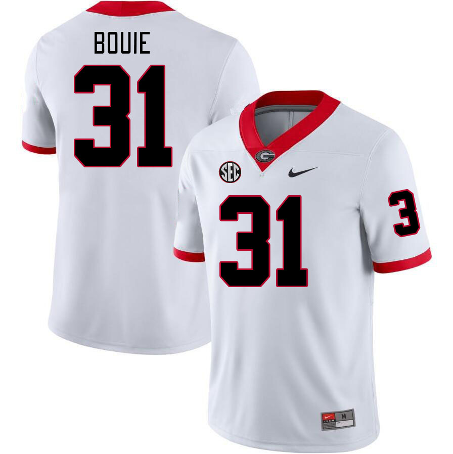 Georgia Bulldogs Men's Smoke Bouie #31 White Stitched College UGA Football Jersey 23RC010WX